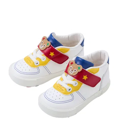 Miki House Kids' Faux Leather Velcro Sneakers In White