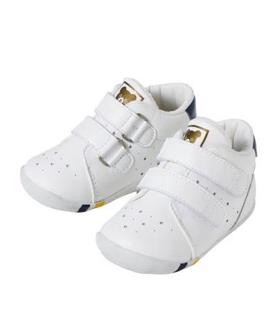 Miki House Kids' Faux Leather Velcro Sneakers In White