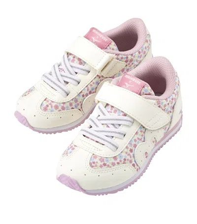Miki House Kids' Floral Velcro Sneakers In White