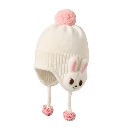 Miki House Kids'  Knitted Bunny Beanie In White