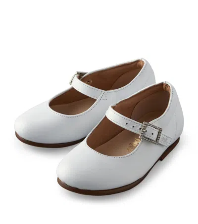 Miki House Kids' Leather Mary Janes In White