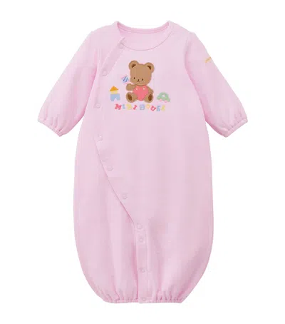 Miki House Kids'  Logo Bear Embroidered Playsuit In Purple