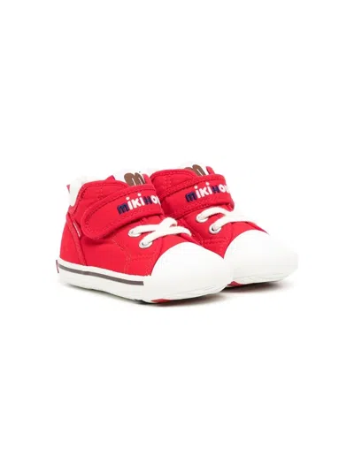 Miki House Kids' Logo-embroidered High-top Sneakers In Red