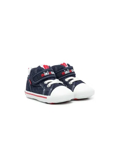 Miki House Kids' Logo-embroidered High-top Sneakers In Blue