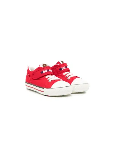 Miki House Kids' Logo-embroidered Touch-strap Sneakers In Red