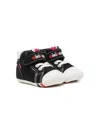 Miki House Logo-embroidered Touch-strap Sneakers In Black