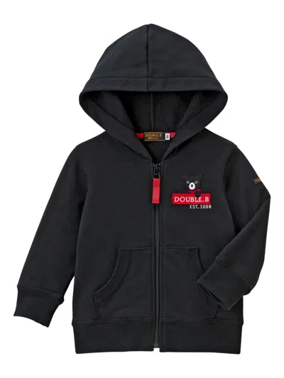 Miki House Kids' Logo-print Zip-up Hooded Jacket In Black
