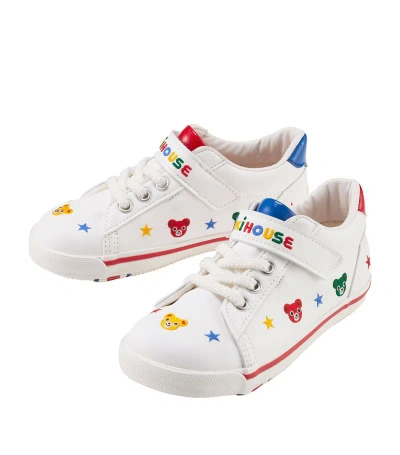 Miki House Kids' Logo-strap Velcro Trainers In White