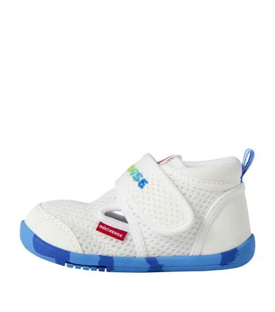 Miki House Kids' Mesh Double Russell Neon First Shoes In White