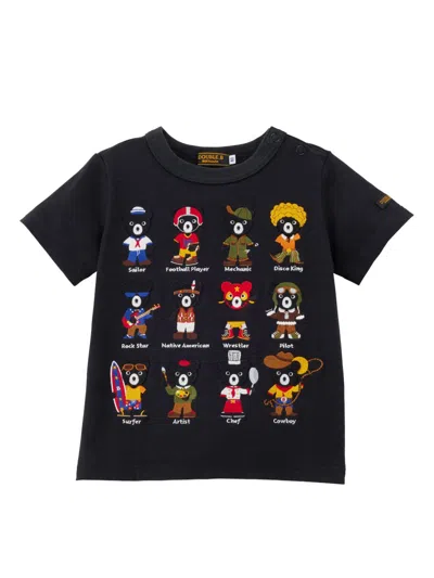 Miki House Kids' Miki Bears T-shirt In Schwarz