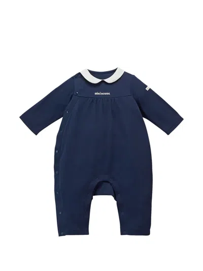 Miki House Babies' Peter Pan-collar Embroidered Coverall In Blue