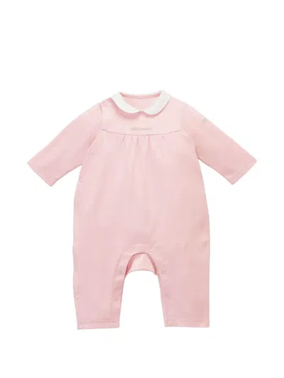 Miki House Babies' Peter Pan-collar Embroidered Coverall In Pink