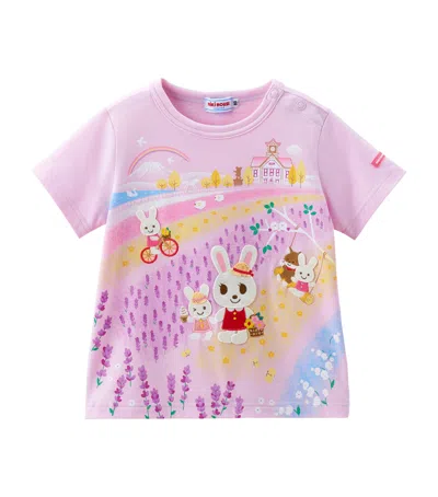 Miki House Kids' Print And Applique T-shirt In Purple