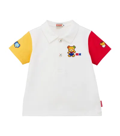 Miki House Kids'  Pucci Pixel-art Polo Shirt In White