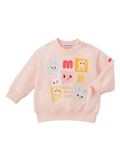 Miki House Kids' Rabbit-print Sweatshirt In Pink