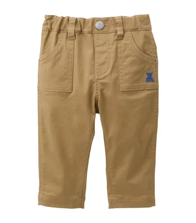 Miki House Kids' Stretch Cotton Trousers In Brown