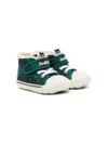 Miki House Tartan Check-pattern Touch-strap Sneakers In Green