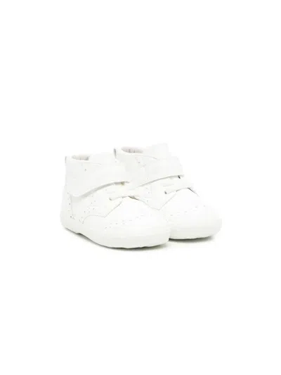 Miki House Kids' Touch-strap Lace-up Sneakers In White