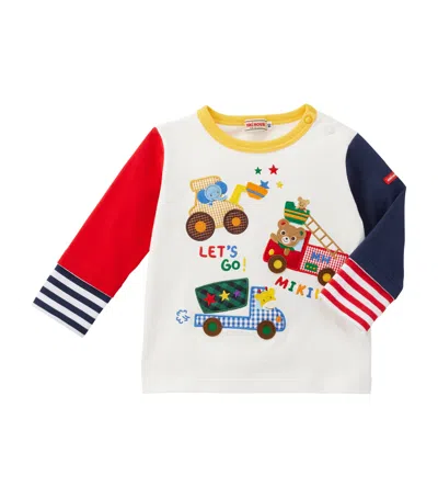Miki House Kids' Transportation T-shirt In White