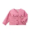 Miki House Tweed Embroidered Chieco Cardigan In Pink