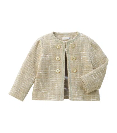 Miki House Kids' Tweed Jacket In Beige
