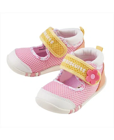 Miki House Unisex Double Russell Hot Biscuits Sakura Steps First Walker Shoes In Pink