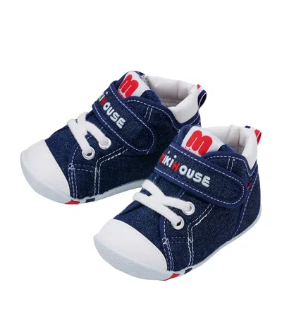 Miki House Kids' Velcro High-top Sneakers In Navy