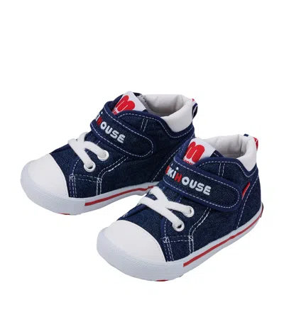 Miki House Kids' Velcro High-top Sneakers In Navy