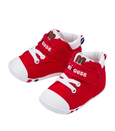 Miki House Kids' Velcro High-top Sneakers In Red