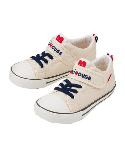 Miki House Kids' Velcro Low-top Sneakers In White