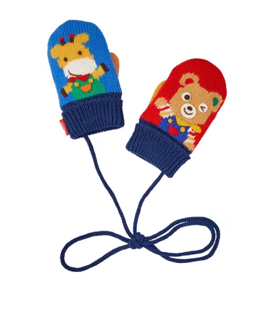 Miki House Kids' Wool-blend Bear Mittens In Multi