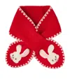 Miki House Wool-blend Knit Bunny Scarf In Red