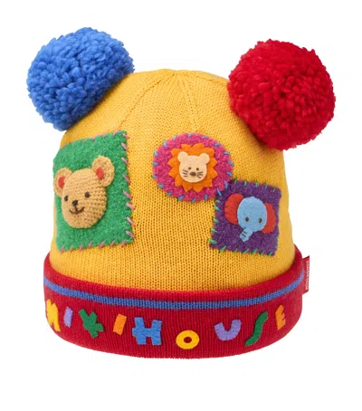 Miki House Kids' Wool-blend Patchwork-detail Hat In Multi