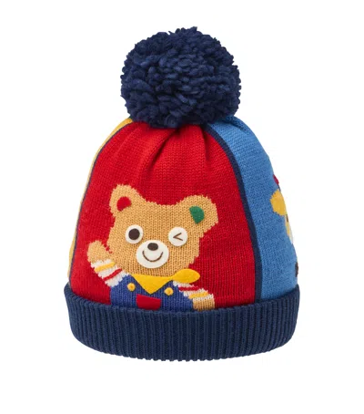Miki House Kids' Wool-blend Pom-pom Beanie Hat In Multi