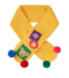 Miki House Wool-blend Pom-pom Scarf In Yellow