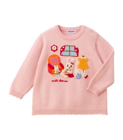 Miki House Kids' Wool Story Sweater (2-7 Years) In Pink