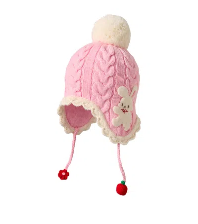 Miki House Kids'  Wool-blend Bunny Hat In Pink