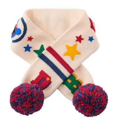 Miki House Kids'  Wool-blend Double B Scarf In Ivory