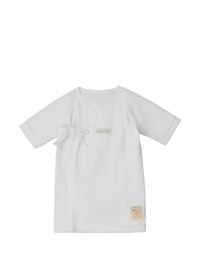 Miki House Babies' Wrap-front Cotton Coverall In White