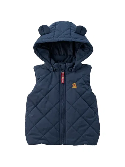 Miki House Babies' Zip-fastening Hooded Waistcoast In Blue