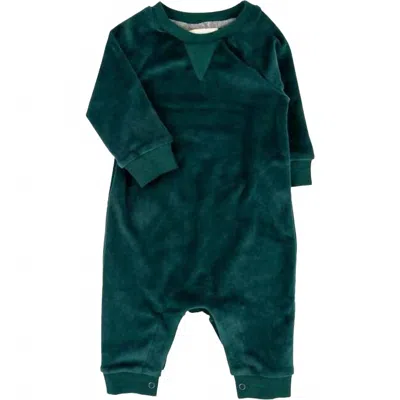 Miki Miette Baby Henry Romper In Green Velour