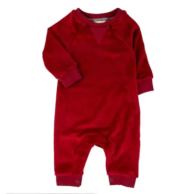 Miki Miette Kids' Baby Henry Romper In Red Velour
