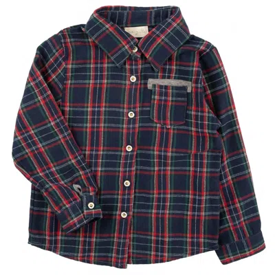 Miki Miette Kids' Boy's Jacob Holiday Plaid Shirt In Multi In Blue