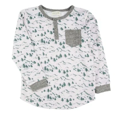 Miki Miette Kids' Boys' Parker Waffle Henley Top In Alpine In Multi