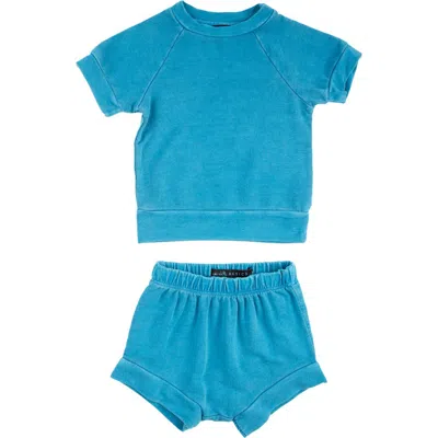 Miki Miette Babies'  Carlo Jersey Short Sleeve Pullover & Shorts Set In Blue