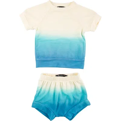 Miki Miette Babies'  Carlo Ombré T-shirt & Shorts Set In Blue
