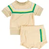 Miki Miette Carlo Stripe Short Sleeve Pullover & Shorts Set In Retro Sport