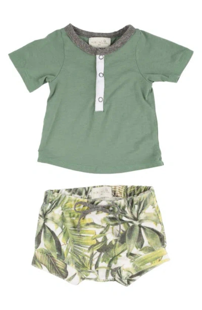 Miki Miette Babies' Christopher Henley Top & Shorts Set In Cocoa Beach