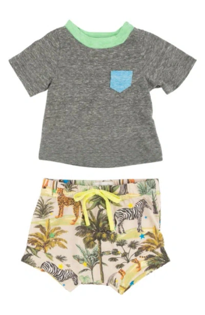 Miki Miette Babies' Christopher T-shirt & Shorts Set In Safari