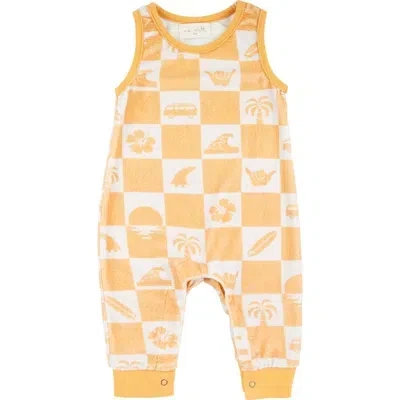 Miki Miette Babies'  Drew Check Print Cotton Terry Tank Romper In Point Break
